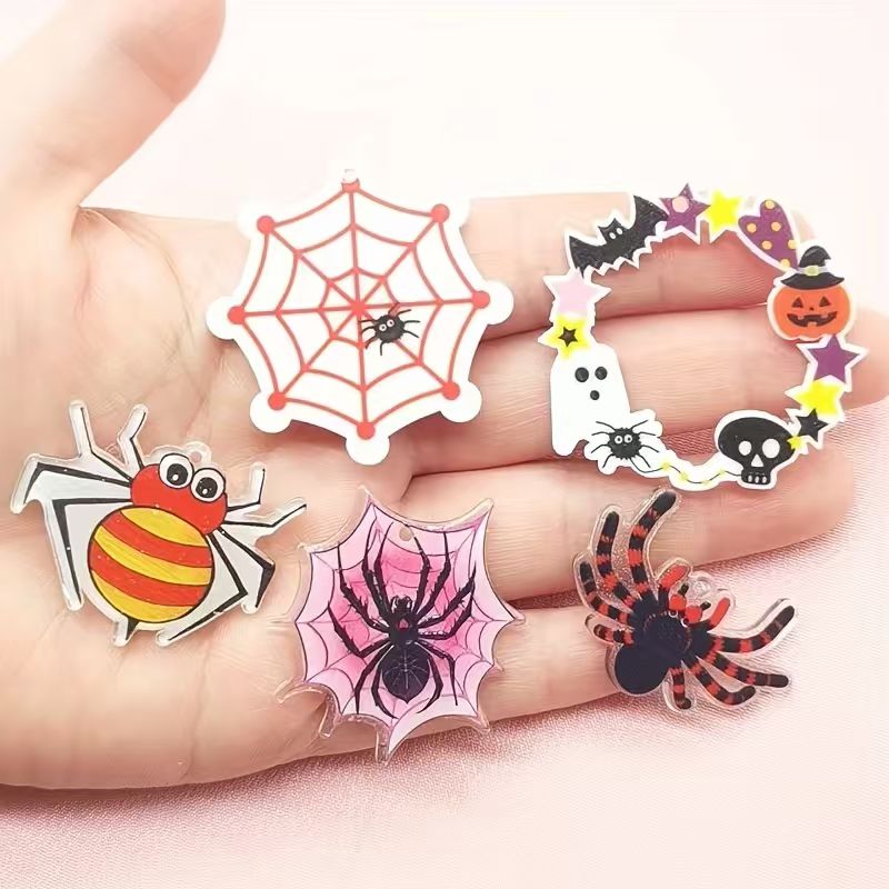 Jewelry Making - 10pcs acrylic Halloween spider pendant, DIY