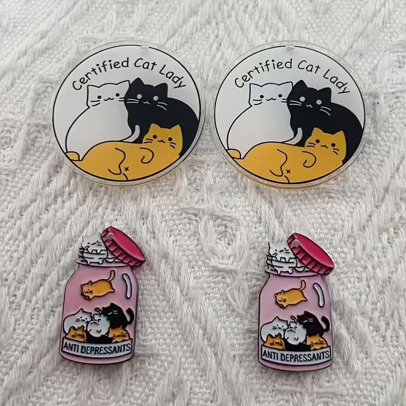 Jewelry Making - 10pcs acrylic cute cat pendant, DIY
