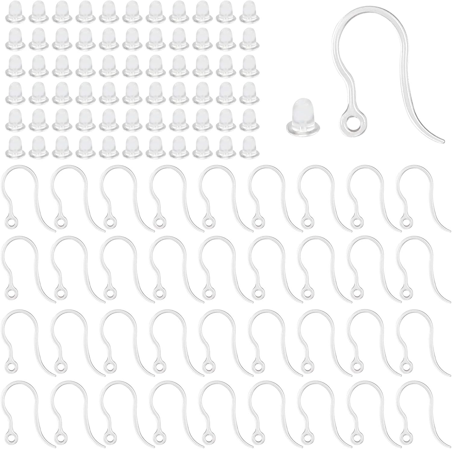 Jewelry Making School - 40pcs Clear Plastic Earring Hooks Ear
