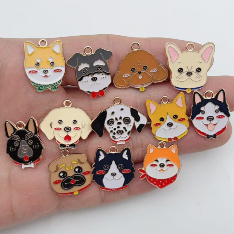 Jewelry Making - 12pcs cartoon pet spotted dog alloy