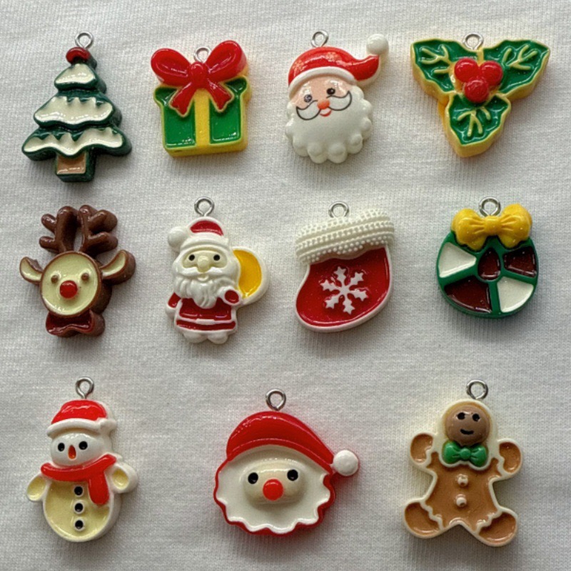 Jewelry Making - 10pcs Christmas Cartoon Series Resin Pendant