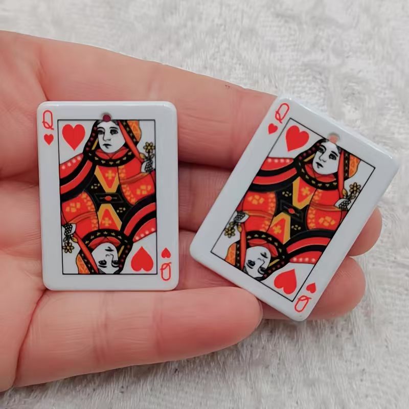 Jewelry Making - 10pcs acrylic double-sided simulation poker pendant,