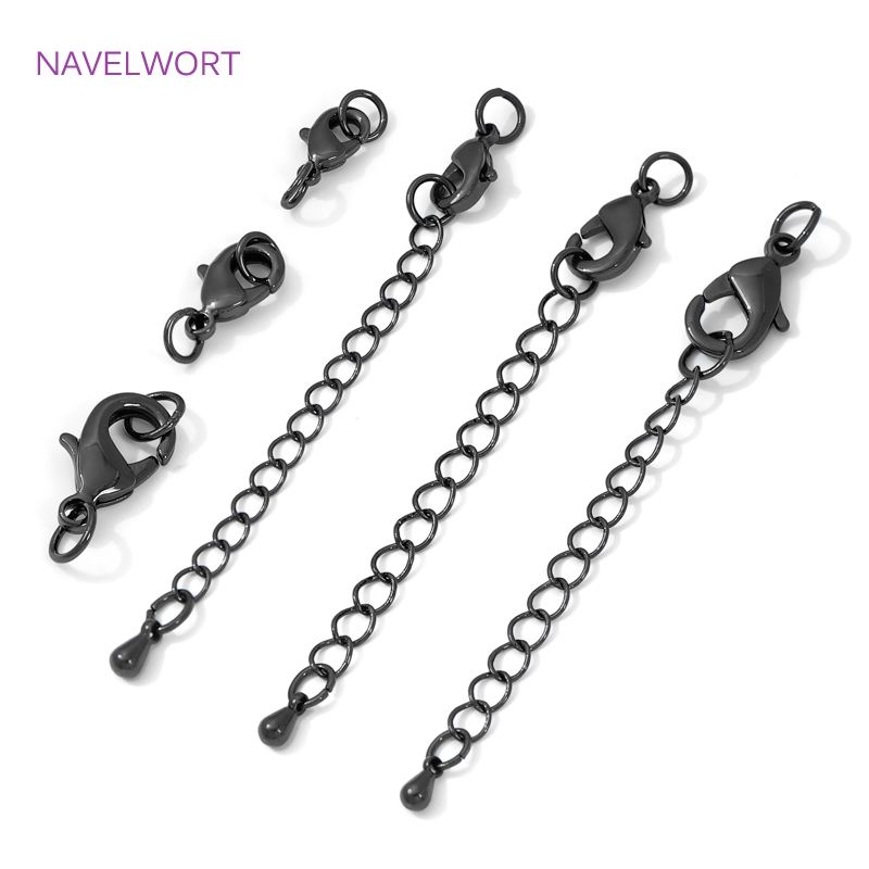 Jewelry Making School - Black Color Brass Lobster Clasp&Extender Chain,Clasp