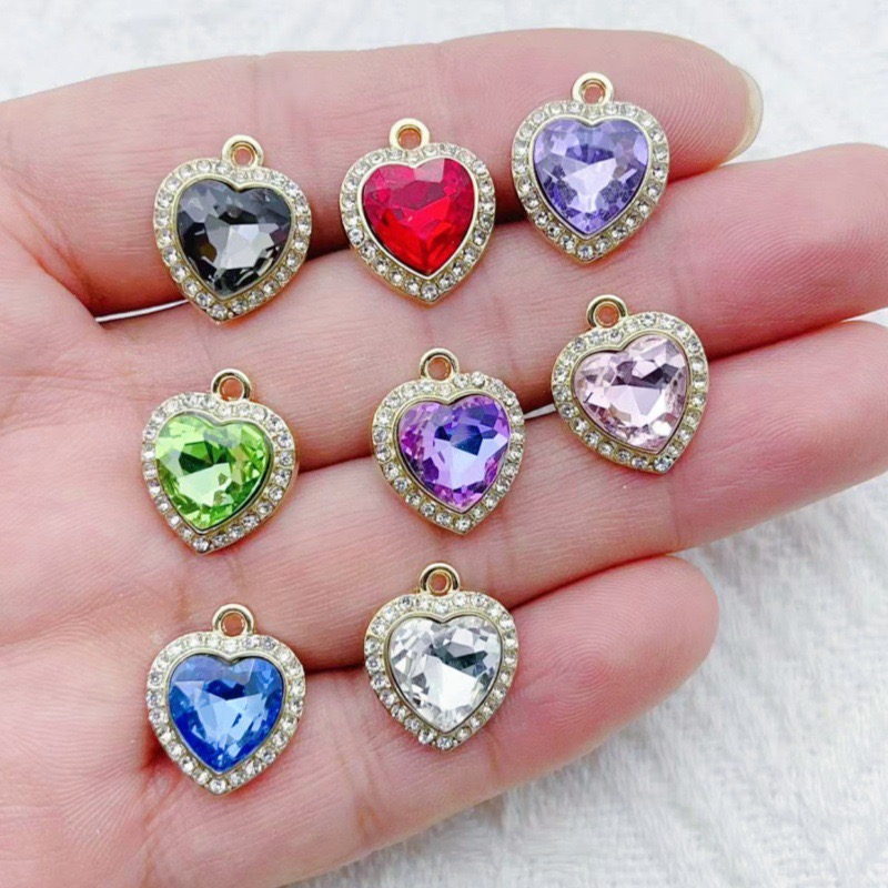 10pcs heart-shaped inlaid colo - đánh giá và giá Jewelry Making
