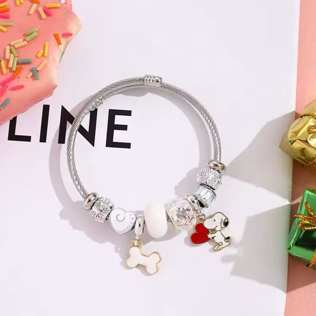 Cute Cartoon Snoopy Bone Heart - đánh giá và giá Jewelry Making